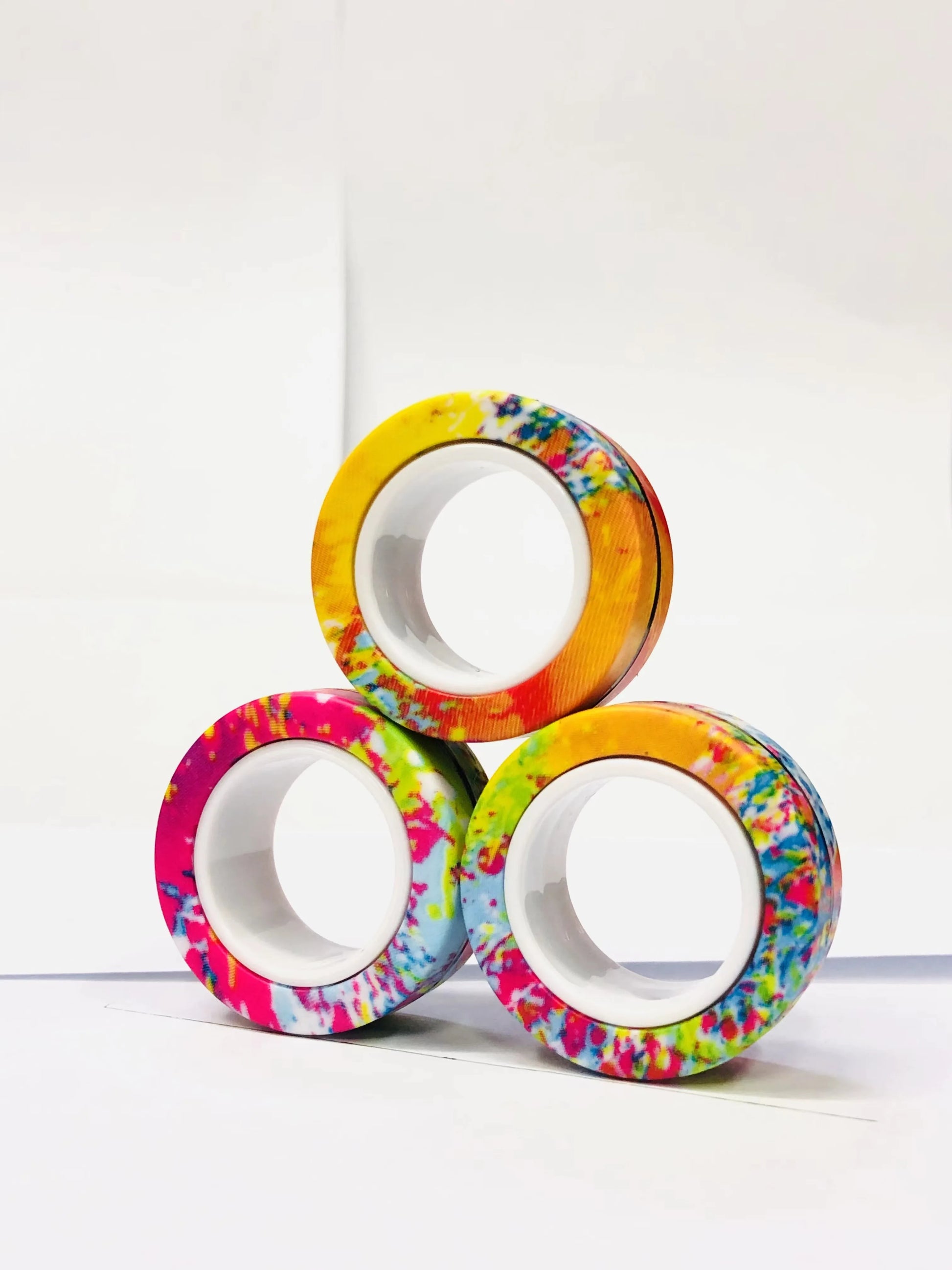 3Pcs Finger Magnetic Rings Colorful Fidget Toy Set Adult Magnets Spinner Rings for Relieve Stress Anxiety Relief Therapy